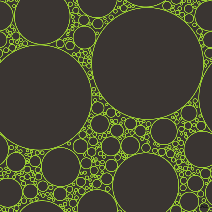 bubbles, circles, sponge, big, medium, small, 3 pixel line width, Yellow Green and Kilamanjaro circles bubbles sponge soap seamless tileable