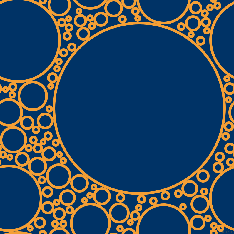 bubbles, circles, sponge, big, medium, small, 9 pixel line width, Yellow Sea and Prussian Blue circles bubbles sponge soap seamless tileable
