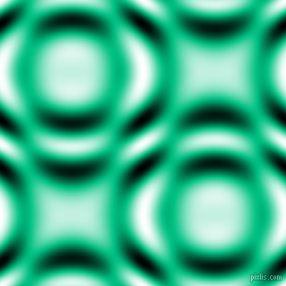Caribbean Green and Black and White circular plasma waves seamless tileable