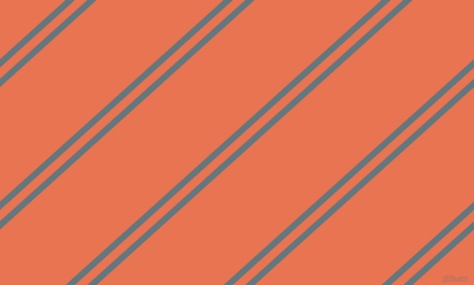 42 degree angle dual striped lines, 9 pixel lines width, 12 and 123 pixel line spacing, Blue Bayoux and Burnt Sienna dual two line striped seamless tileable