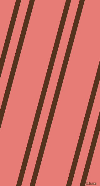 75 degree angle dual stripe line, 16 pixel line width, 26 and 96 pixel line spacing, Brown Bramble and Geraldine dual two line striped seamless tileable