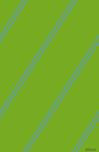 57 degree angle dual stripes lines, 5 pixel lines width, 6 and 124 pixel line spacing, Cadet Blue and Lima dual two line striped seamless tileable
