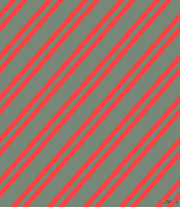 49 degree angle dual striped line, 9 pixel line width, 8 and 27 pixel line spacing, Coral Red and Davy