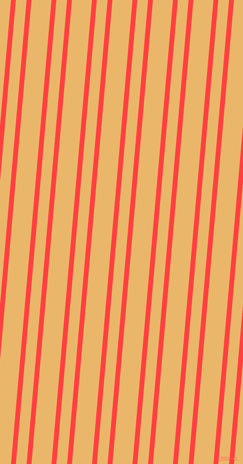 85 degree angle dual striped line, 10 pixel line width, 22 and 41 pixel line spacing, Coral Red and Harvest Gold dual two line striped seamless tileable