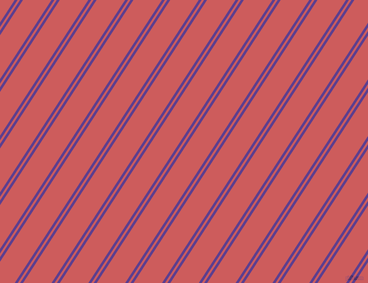 57 degree angle dual stripe line, 5 pixel line width, 4 and 48 pixel line spacing, Daisy Bush and Indian Red dual two line striped seamless tileable