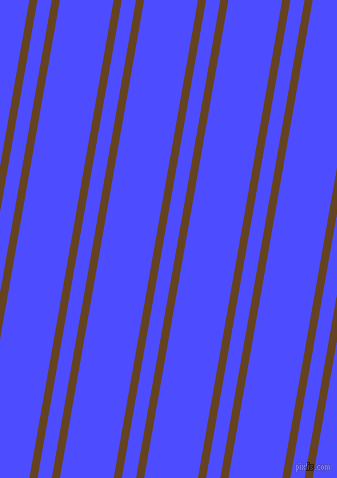 80 degree angle dual stripes line, 8 pixel line width, 14 and 53 pixel line spacing, Dark Brown and Neon Blue dual two line striped seamless tileable