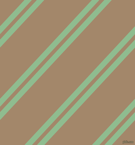 47 degree angle dual stripes line, 18 pixel line width, 12 and 115 pixel line spacing, Dark Sea Green and Sandal dual two line striped seamless tileable