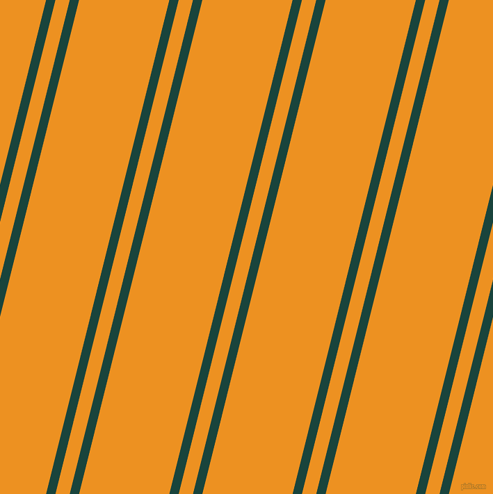 76 degree angle dual stripes line, 13 pixel line width, 20 and 126 pixel line spacing, Deep Teal and Carrot Orange dual two line striped seamless tileable