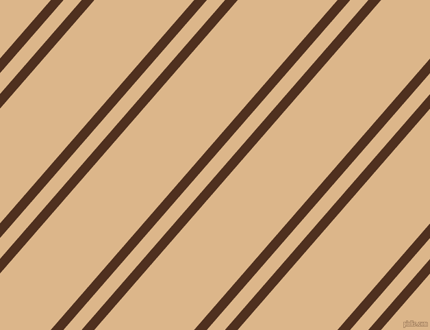 49 degree angle dual stripes lines, 14 pixel lines width, 20 and 110 pixel line spacing, Indian Tan and Brandy dual two line striped seamless tileable