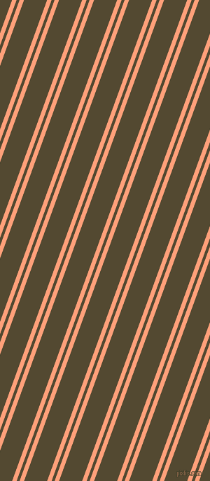 70 degree angle dual stripes line, 6 pixel line width, 4 and 31 pixel line spacing, Light Salmon and Punga dual two line striped seamless tileable