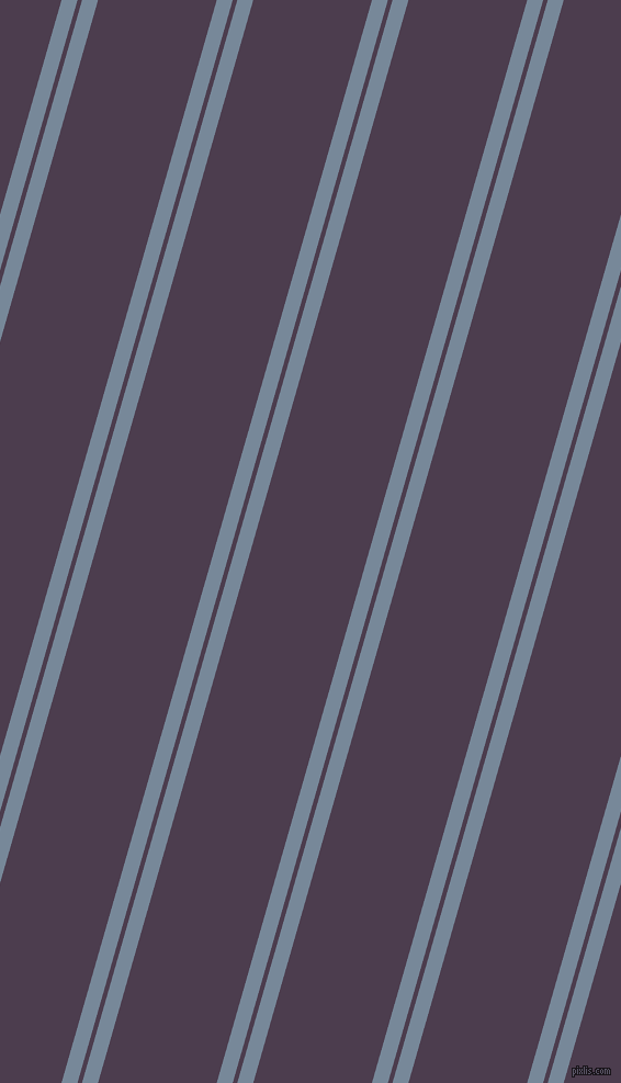 74 degree angles dual stripes line, 14 pixel line width, 4 and 104 pixels line spacing, Light Slate Grey and Bossanova dual two line striped seamless tileable