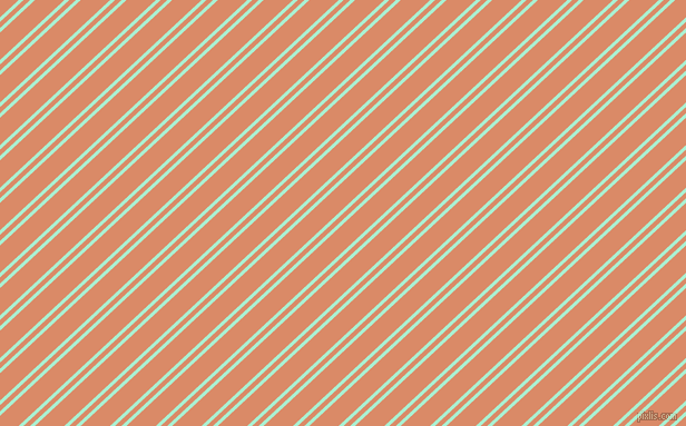 43 degree angle dual striped line, 3 pixel line width, 4 and 18 pixel line spacing, Magic Mint and Copper dual two line striped seamless tileable