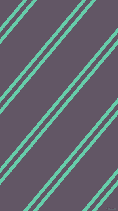 50 degree angles dual stripe line, 12 pixel line width, 14 and 119 pixels line spacing, Medium Aquamarine and Fedora dual two line striped seamless tileable