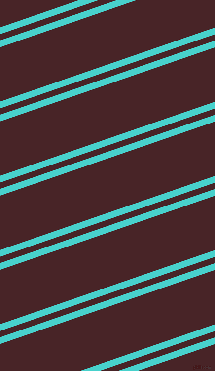 19 degree angles dual striped line, 13 pixel line width, 12 and 104 pixels line spacing, Medium Turquoise and Bulgarian Rose dual two line striped seamless tileable