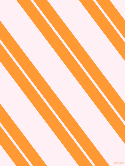 127 degree angles dual stripe lines, 39 pixel lines width, 8 and 89 pixels line spacing, Neon Carrot and Lavender Blush dual two line striped seamless tileable