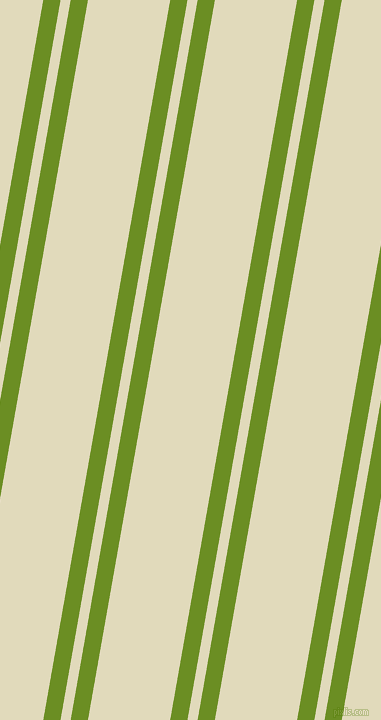 80 degree angles dual stripe lines, 17 pixel lines width, 10 and 81 pixels line spacing, Olive Drab and Coconut Cream dual two line striped seamless tileable