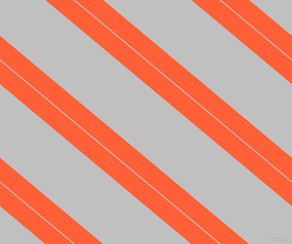 140 degree angle dual stripes line, 36 pixel line width, 2 and 113 pixel line spacing, Outrageous Orange and Silver dual two line striped seamless tileable