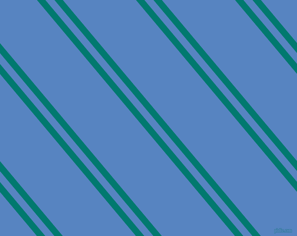 130 degree angles dual stripes line, 13 pixel line width, 14 and 113 pixels line spacing, Pine Green and Havelock Blue dual two line striped seamless tileable