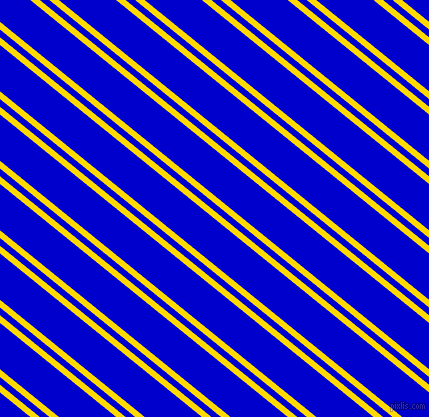 141 degree angles dual striped lines, 6 pixel lines width, 6 and 36 pixels line spacing, School Bus Yellow and Medium Blue dual two line striped seamless tileable