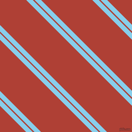 135 degree angle dual striped line, 15 pixel line width, 4 and 117 pixel line spacing, Sky Blue and Medium Carmine dual two line striped seamless tileable