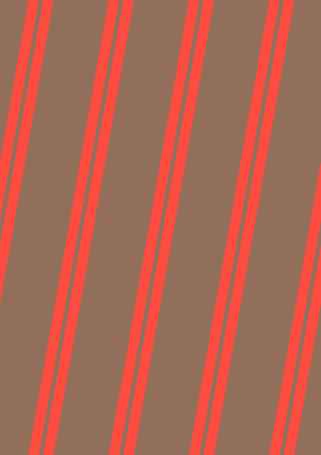 80 degree angles dual stripes line, 15 pixel line width, 6 and 79 pixels line spacing, Sunset Orange and Beaver dual two line striped seamless tileable
