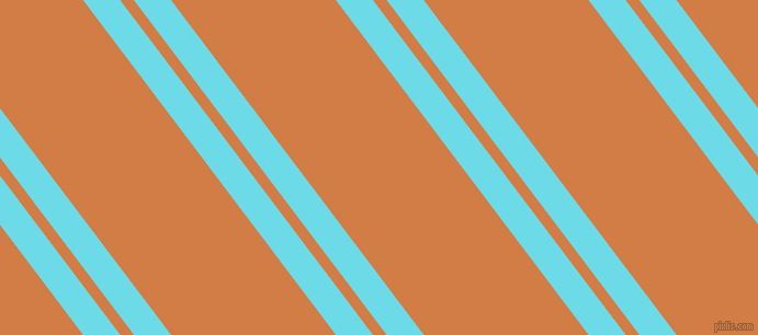 127 degree angles dual striped lines, 27 pixel lines width, 10 and 120 pixels line spacing, Turquoise Blue and Raw Sienna dual two line striped seamless tileable