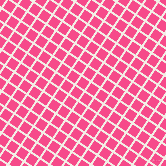 56/146 degree angle diagonal checkered chequered lines, 7 pixel lines width, 33 pixel square size, Alabaster and French Rose plaid checkered seamless tileable