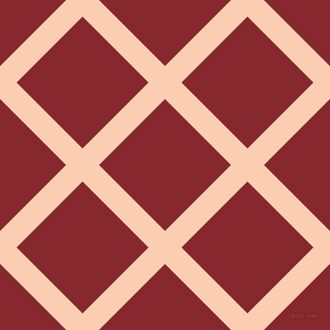 45/135 degree angle diagonal checkered chequered lines, 33 pixel line width, 132 pixel square size, Apricot and Flame Red plaid checkered seamless tileable