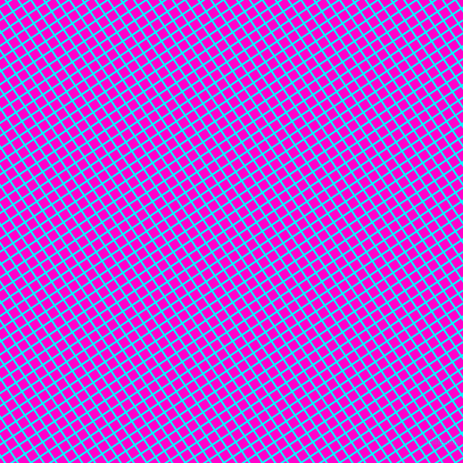 34/124 degree angle diagonal checkered chequered lines, 2 pixel lines width, 10 pixel square size, Aqua and Hot Magenta plaid checkered seamless tileable
