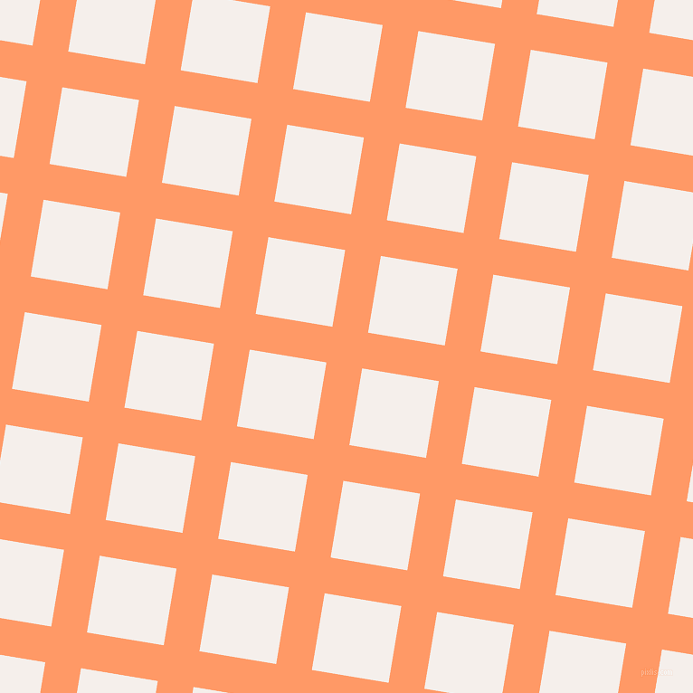 81/171 degree angle diagonal checkered chequered lines, 40 pixel line width, 86 pixel square size, Atomic Tangerine and Hint Of Red plaid checkered seamless tileable