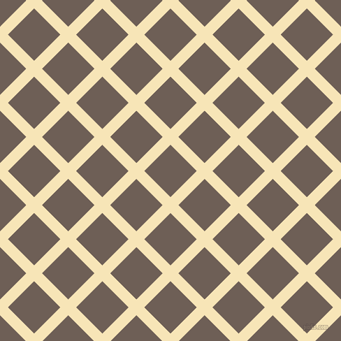 45/135 degree angle diagonal checkered chequered lines, 16 pixel lines width, 53 pixel square size, Barley White and Dorado plaid checkered seamless tileable