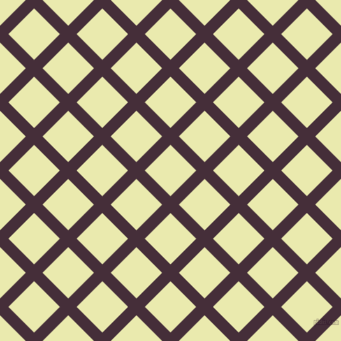 45/135 degree angle diagonal checkered chequered lines, 17 pixel lines width, 52 pixel square size, Barossa and Medium Goldenrod plaid checkered seamless tileable