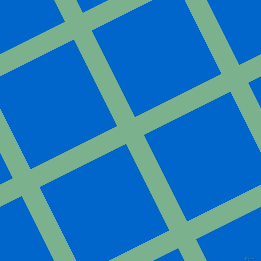 27/117 degree angle diagonal checkered chequered lines, 66 pixel line width, 322 pixel square size, Bay Leaf and Navy Blue plaid checkered seamless tileable