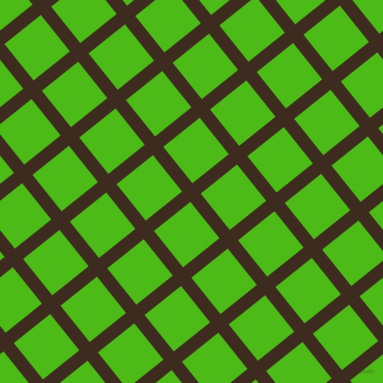 39/129 degree angle diagonal checkered chequered lines, 27 pixel lines width, 95 pixel square size, Bistre and Kelly Green plaid checkered seamless tileable