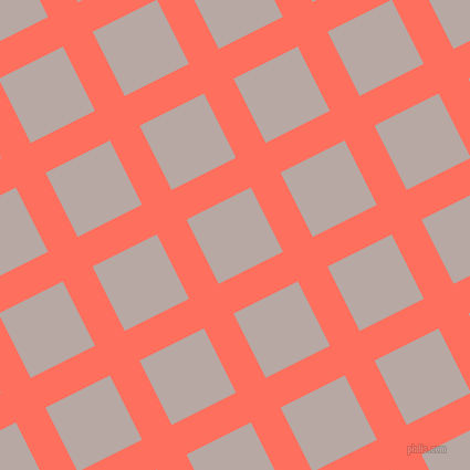 27/117 degree angle diagonal checkered chequered lines, 30 pixel line width, 65 pixel square size, Bittersweet and Martini plaid checkered seamless tileable