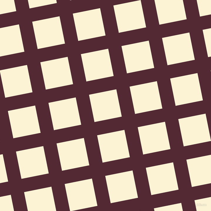 11/101 degree angle diagonal checkered chequered lines, 46 pixel lines width, 95 pixel square size, Black Rose and China Ivory plaid checkered seamless tileable