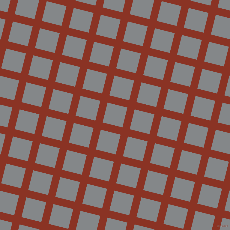 76/166 degree angle diagonal checkered chequered lines, 25 pixel line width, 68 pixel square size, Burnt Umber and Aluminium plaid checkered seamless tileable