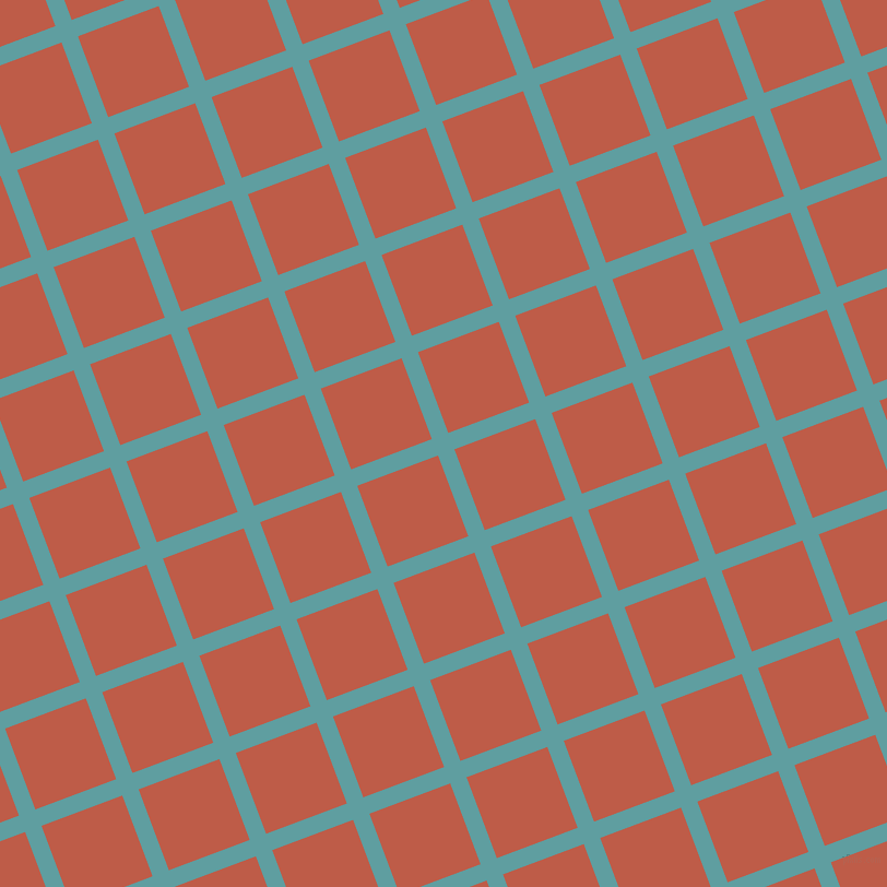 21/111 degree angle diagonal checkered chequered lines, 16 pixel line width, 79 pixel square size, Cadet Blue and Flame Pea plaid checkered seamless tileable