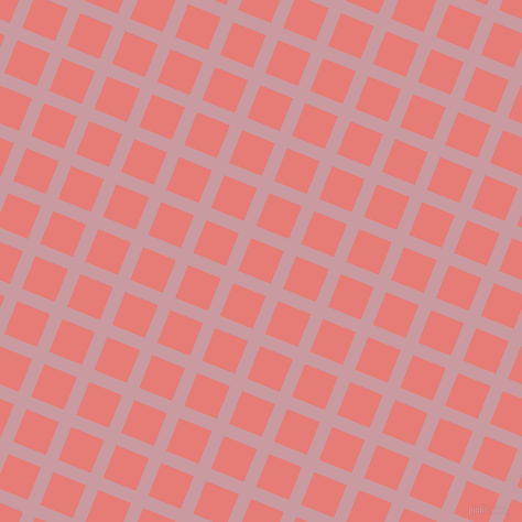 68/158 degree angle diagonal checkered chequered lines, 12 pixel line width, 32 pixel square size, Careys Pink and Geraldine plaid checkered seamless tileable