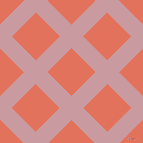45/135 degree angle diagonal checkered chequered lines, 54 pixel lines width, 109 pixel square size, Careys Pink and Terra Cotta plaid checkered seamless tileable