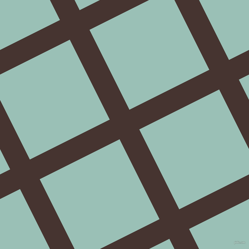 27/117 degree angle diagonal checkered chequered lines, 71 pixel line width, 288 pixel square size, Cedar and Shadow Green plaid checkered seamless tileable