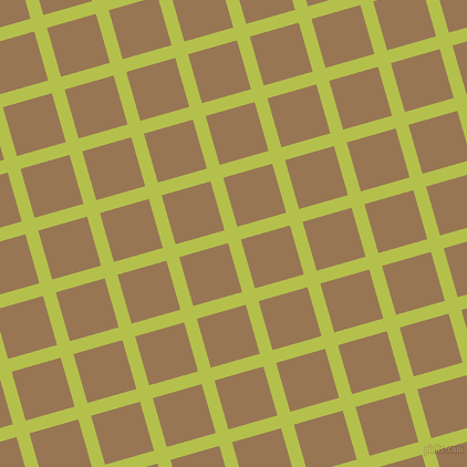 16/106 degree angle diagonal checkered chequered lines, 12 pixel line width, 46 pixel square size, Celery and Pale Brown plaid checkered seamless tileable