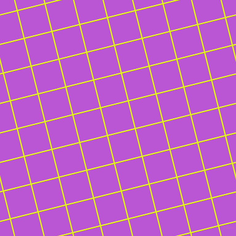 14/104 degree angle diagonal checkered chequered lines, 4 pixel line width, 89 pixel square size, Chartreuse Yellow and Medium Orchid plaid checkered seamless tileable