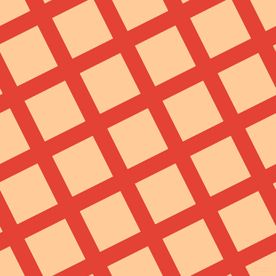27/117 degree angle diagonal checkered chequered lines, 33 pixel lines width, 92 pixel square size, Cinnabar and Peach-Orange plaid checkered seamless tileable