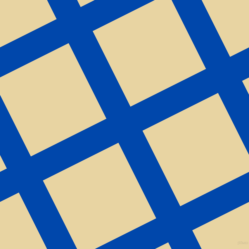 27/117 degree angle diagonal checkered chequered lines, 92 pixel lines width, 289 pixel square size, Cobalt and Hampton plaid checkered seamless tileable
