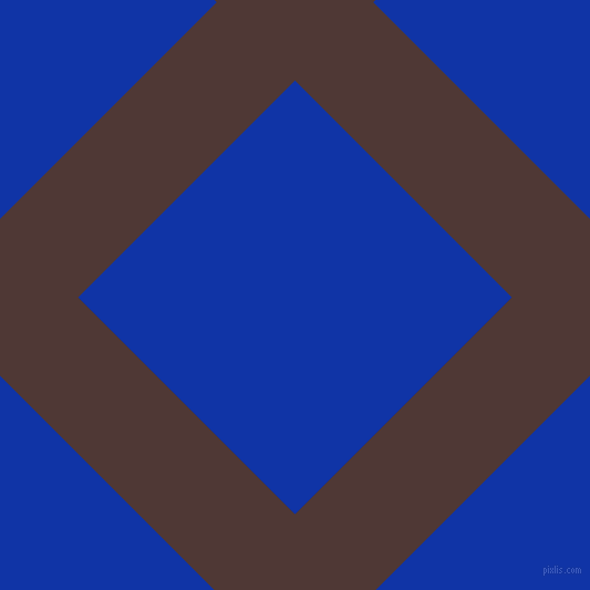 45/135 degree angle diagonal checkered chequered lines, 100 pixel line width, 277 pixel square size, Cocoa Bean and Egyptian Blue plaid checkered seamless tileable