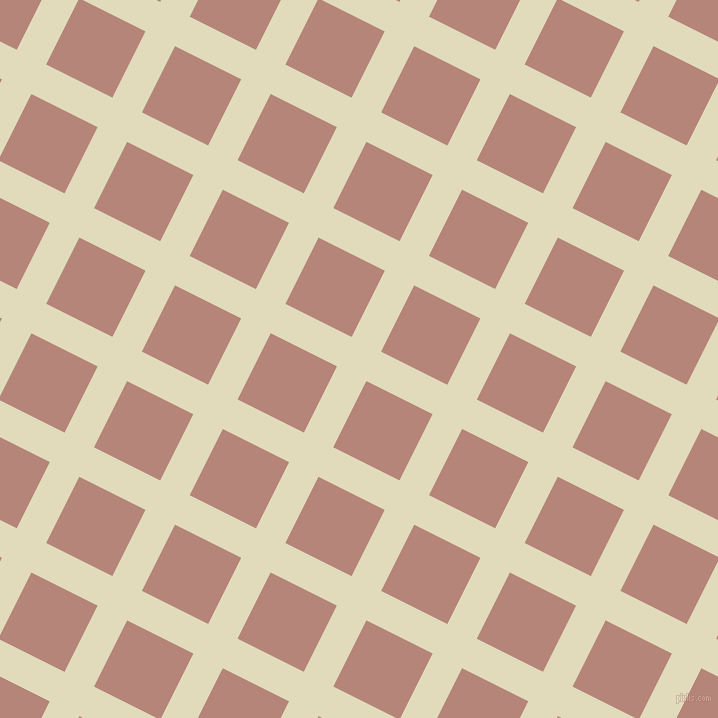 63/153 degree angle diagonal checkered chequered lines, 33 pixel line width, 74 pixel square size, Coconut Cream and Brandy Rose plaid checkered seamless tileable