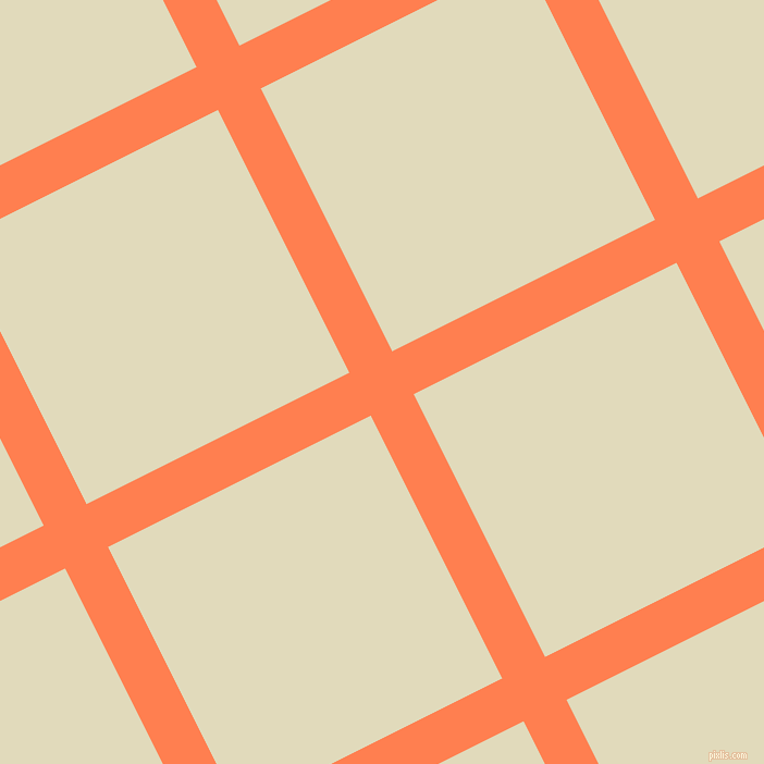27/117 degree angle diagonal checkered chequered lines, 44 pixel line width, 270 pixel square size, Coral and Coconut Cream plaid checkered seamless tileable