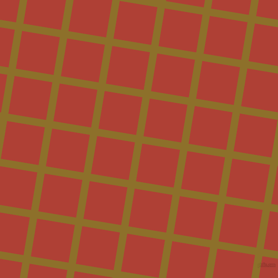 81/171 degree angle diagonal checkered chequered lines, 15 pixel line width, 77 pixel square size, Corn Harvest and Medium Carmine plaid checkered seamless tileable