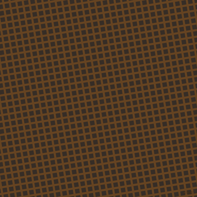 9/99 degree angle diagonal checkered chequered lines, 7 pixel line width, 15 pixel square size, Dark Brown and Coffee Bean plaid checkered seamless tileable